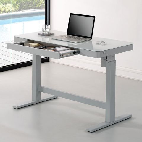 Tresanti Power Adjustable Height White Tech Desk | Costco Uk pertaining to Desks Small Spaces Costco Finds