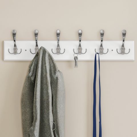 Wall Hook Rail-Mounted Hanging Rack With 6 Hooks-Entryway, Hallway, Or ... with regard to I Tested 8 Different Small Spaces Wall Hooks Storage Solutions (Here's What Worked)
