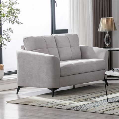 Wrought Studio™ Callie 60" Light Gray Woven Fabric Loveseat | Wayfair within Callie Woven Fabric Sofa Loveseat Chair Living Room Set, Gray