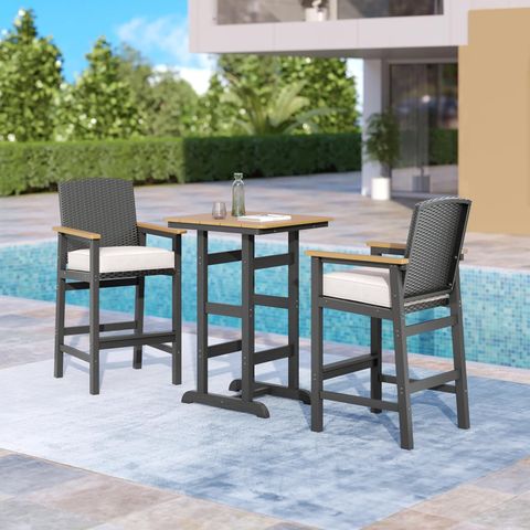Amazon.com: Mixpatio Hdpe Outdoor Bar Set, Outdoor Bar Height Table And ... with regard to Designing the perfect outdoor living space with bar height tables