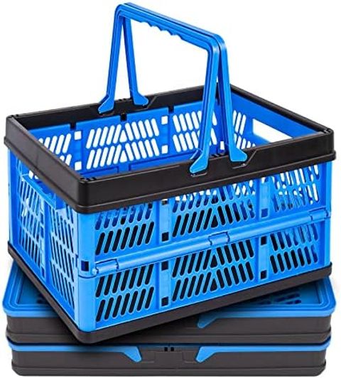 Amazon.com: Stegewop 3 Packs 20Liter Collapsible Storage Crates With ... with regard to Collapsible Qvc Baskets Storage