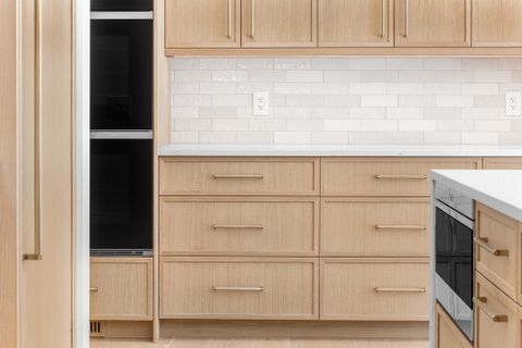 Sherwood Park Custom Home - Rift Cut White Oak With Natural Lacquer ... within Why rift sawn white oak remains the gold standard for kitchen cabinetry