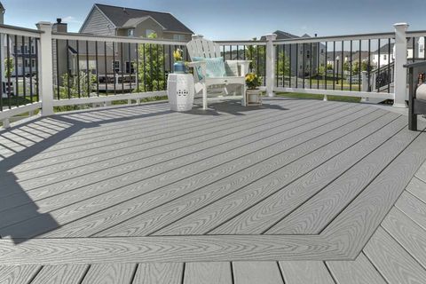 Trex Select® Decking & Railing For Decking Composite Designs | Trex for Understanding the timeless appeal of gray composite decks with white railings